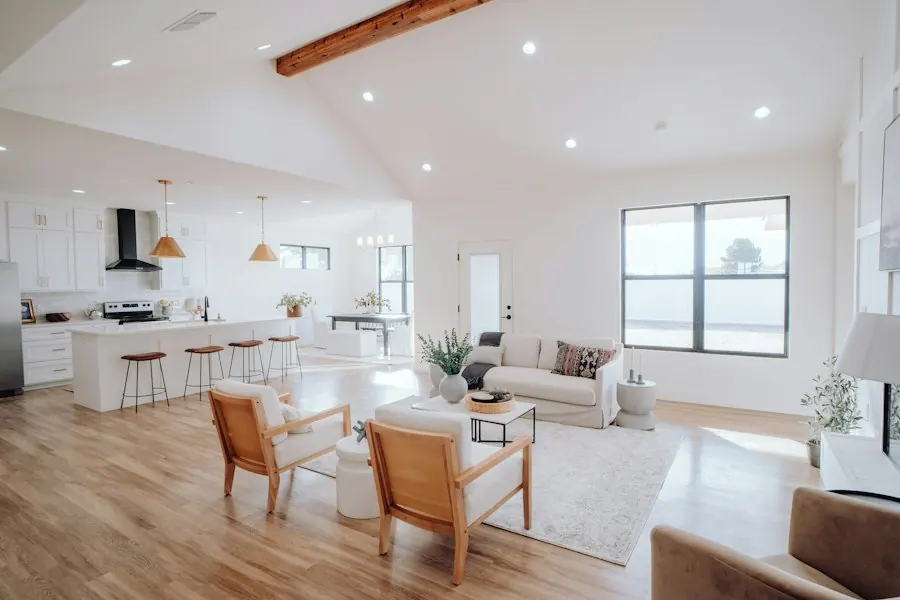 Bright open-plan living room and kitchen in a home